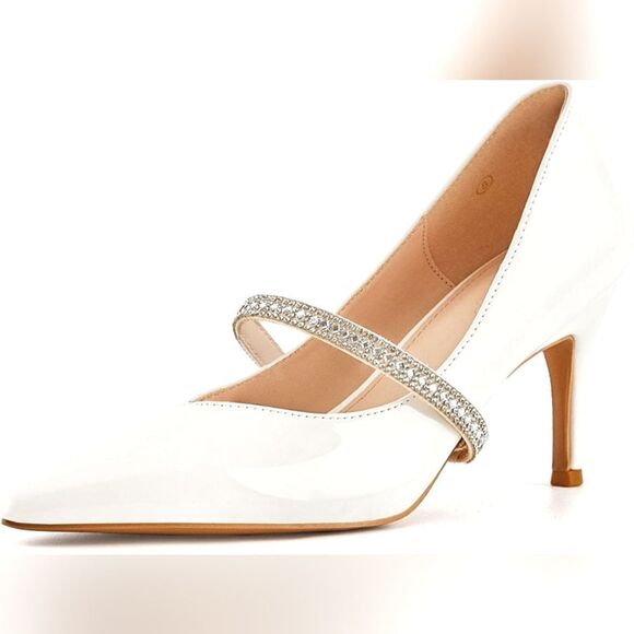 (75-3733) Coutgo Women's Removable Rhinestone Strap Pointed Toe Sz 6.5 - Picture 3 of 10